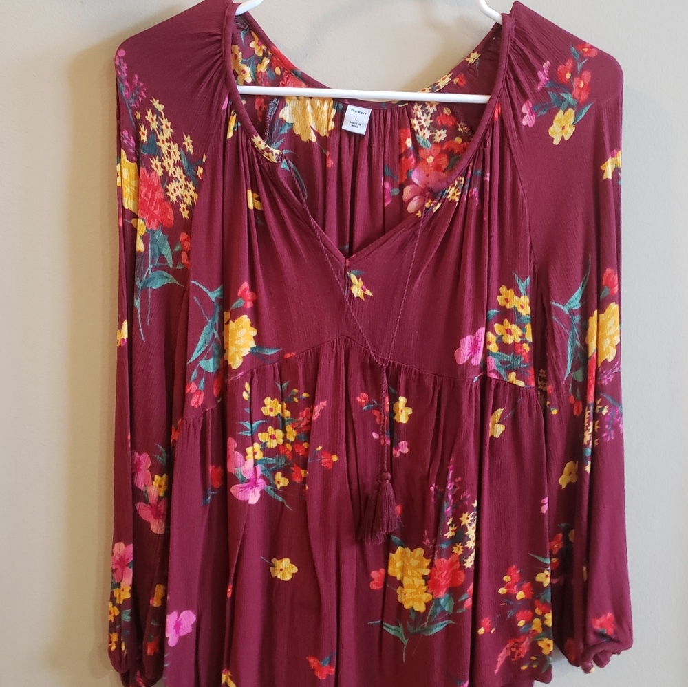 Burgundy floral top